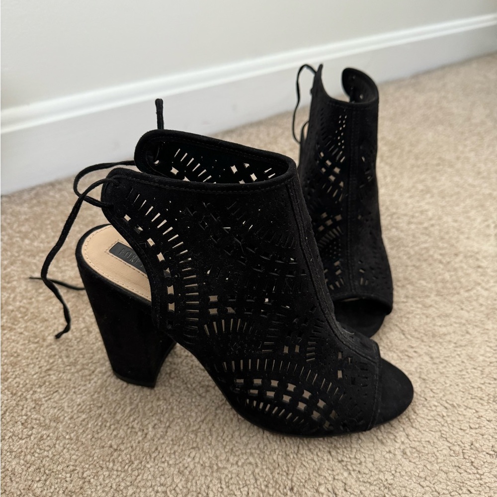 Peep Toe Laser cut Heels, Size 7